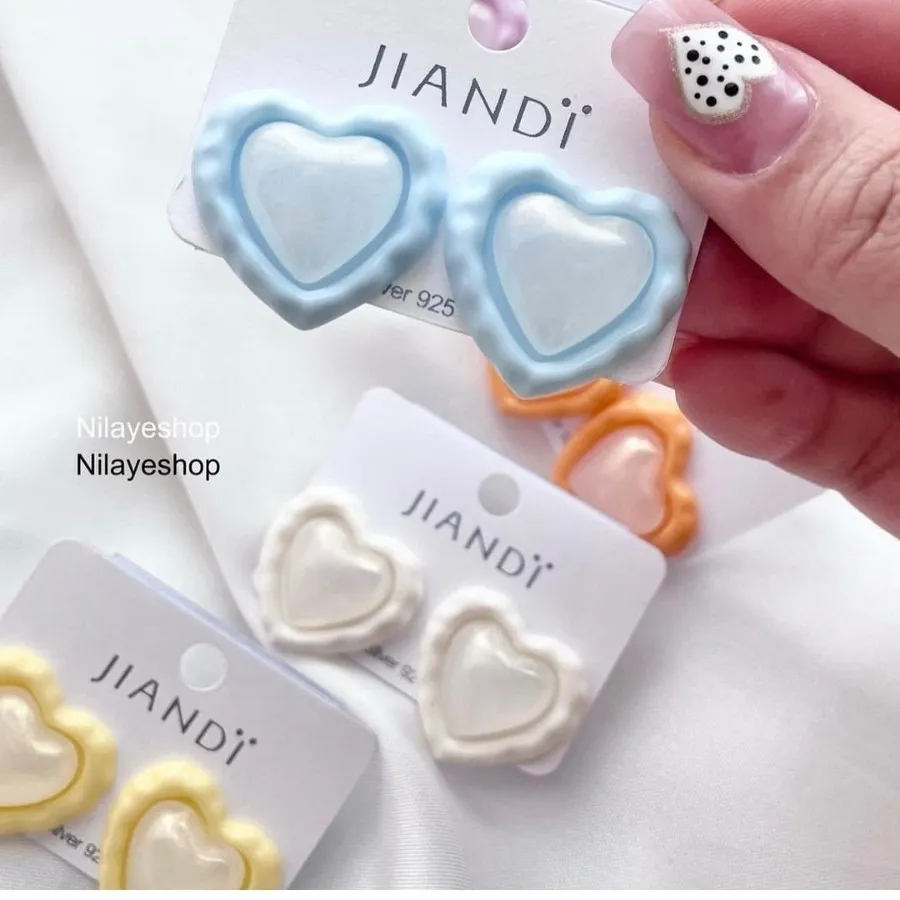 گوشواره رنگی میخ نقره سبک