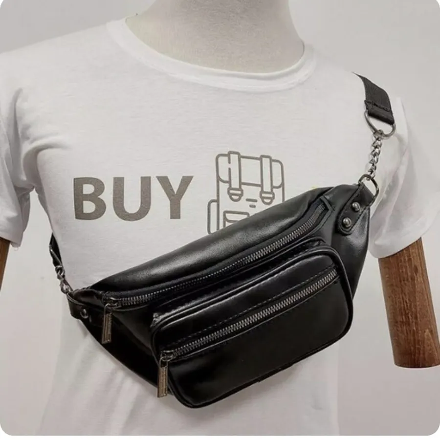 کیف کمری مشکی چرم مصنوعی