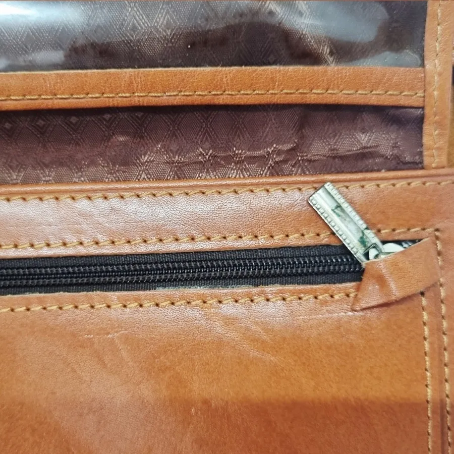 کیف پول چرم مردانه عسلی