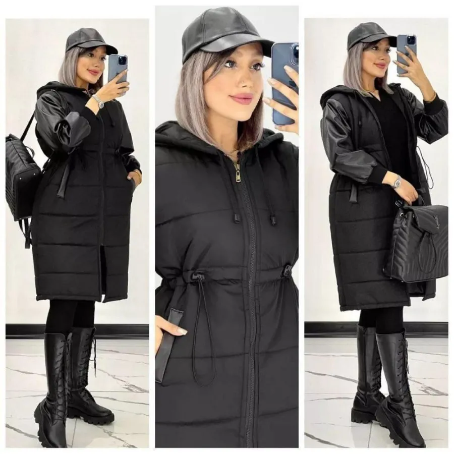 کاپشن استین چرم