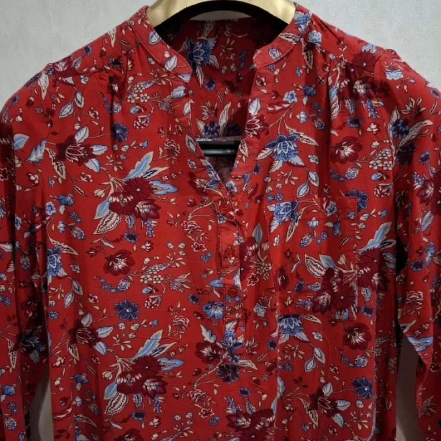 شومیز قرمز طرحدار بلند