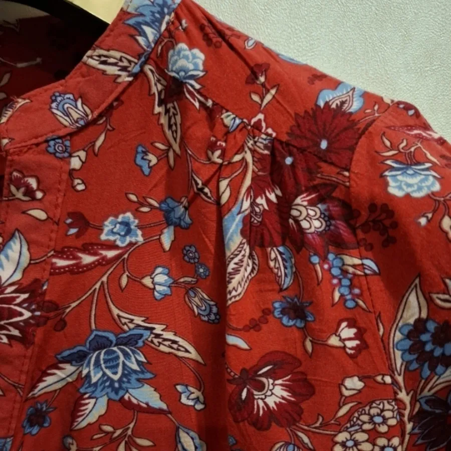 شومیز قرمز طرحدار بلند