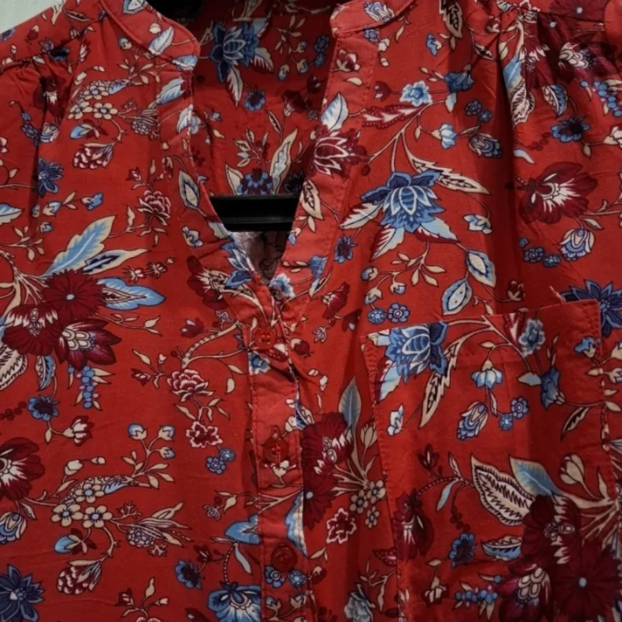 شومیز قرمز طرحدار بلند