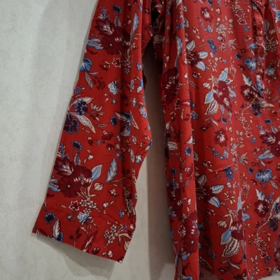 شومیز قرمز طرحدار بلند