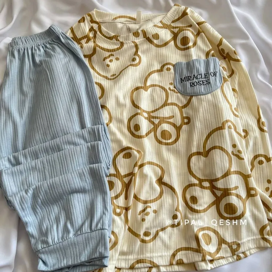 ست بلوزوشلوار جنس نخ پنبه
