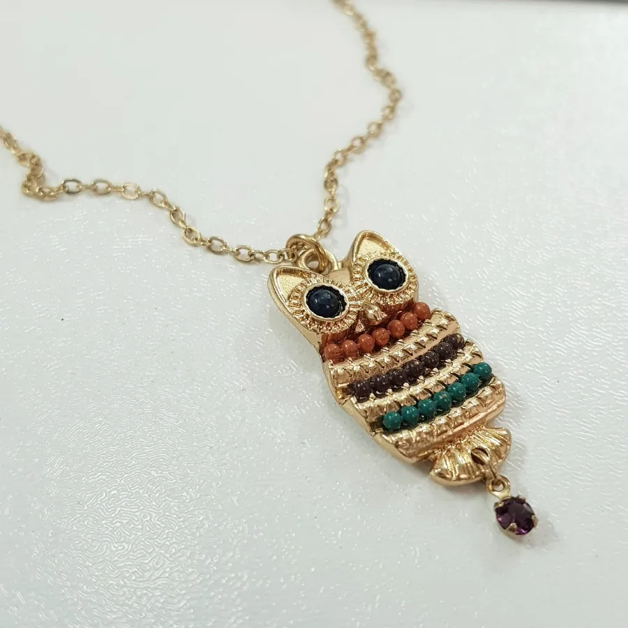 گردنبند رولباسی آویز جغد