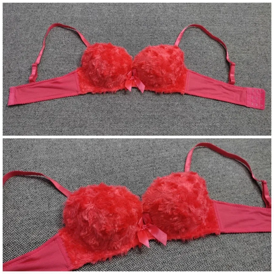 سوتین خز قرمز گوجه ای