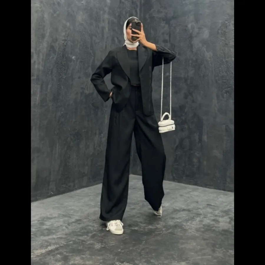 ست طوسی نخی سه تکه کت