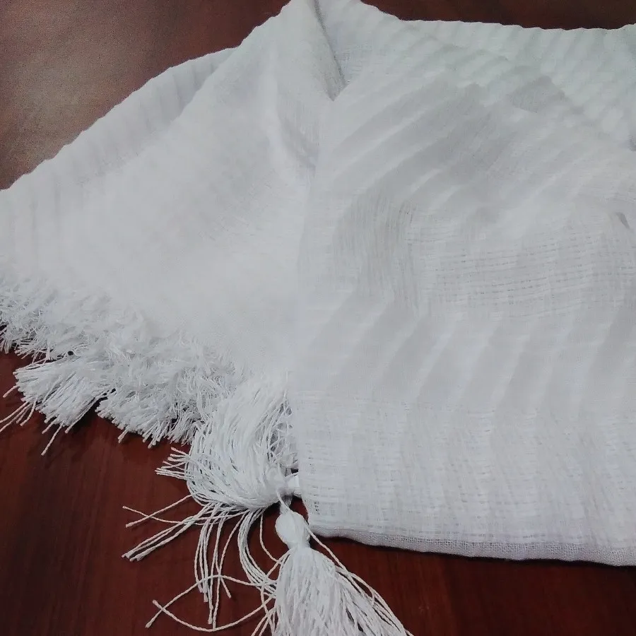 شال نخی پلیسه سفید