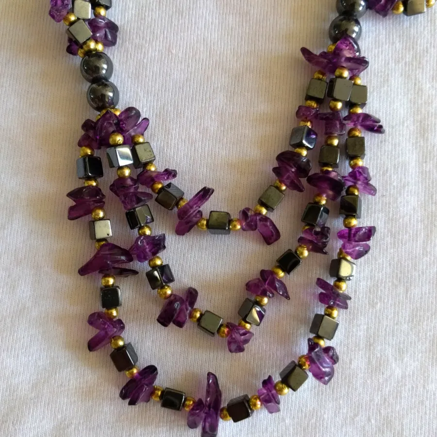 گردنبند آمیتیست 3 ردیفه