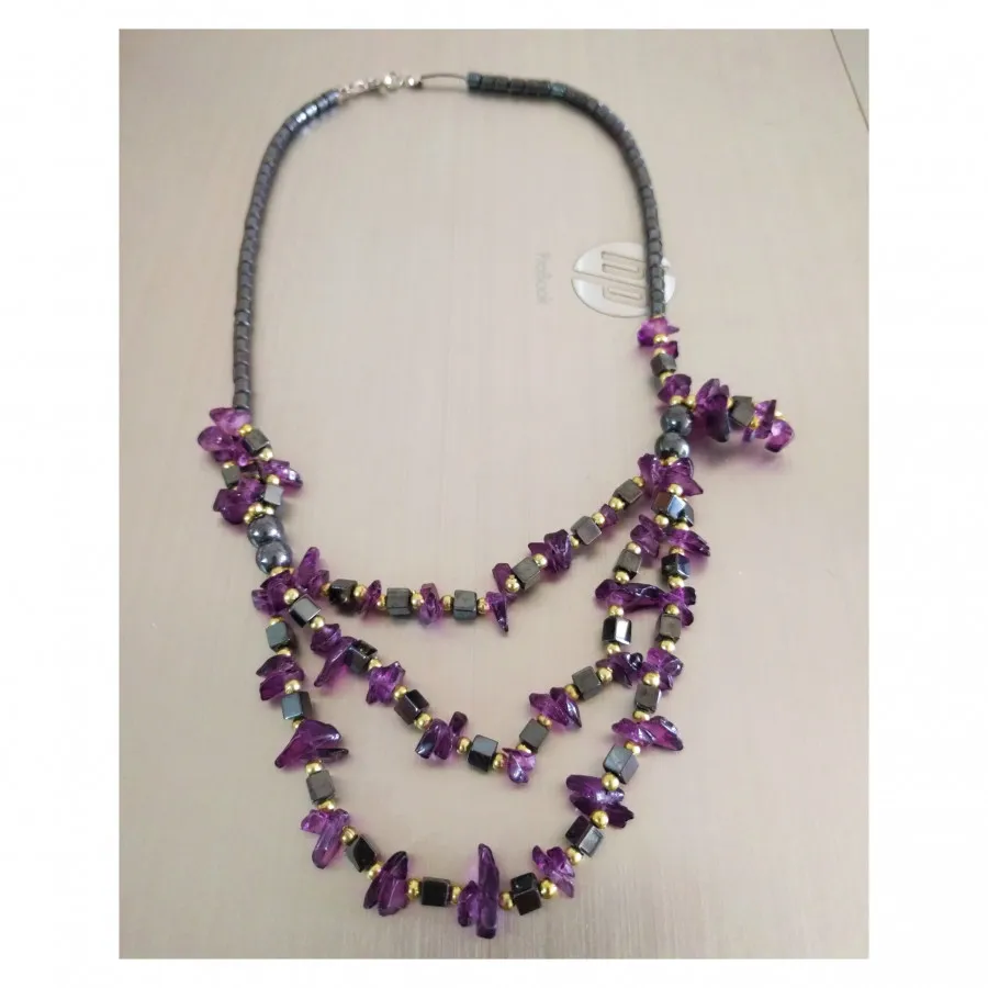 گردنبند آمیتیست 3 ردیفه