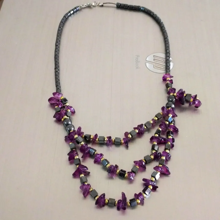 گردنبند آمیتیست 3 ردیفه