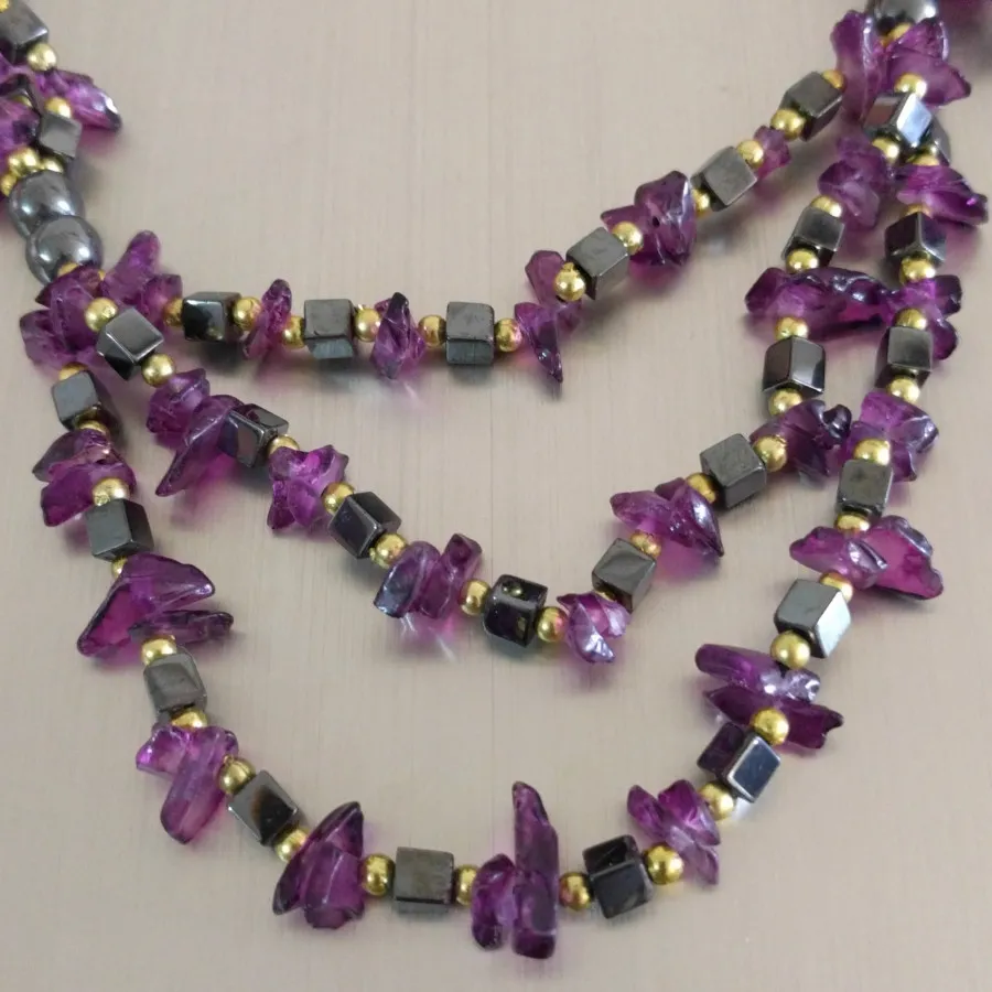 گردنبند آمیتیست 3 ردیفه