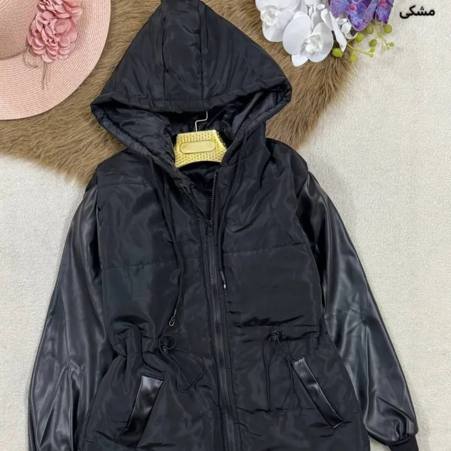 کاپشن آستین چرم