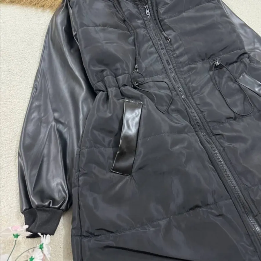 کاپشن آستین چرم