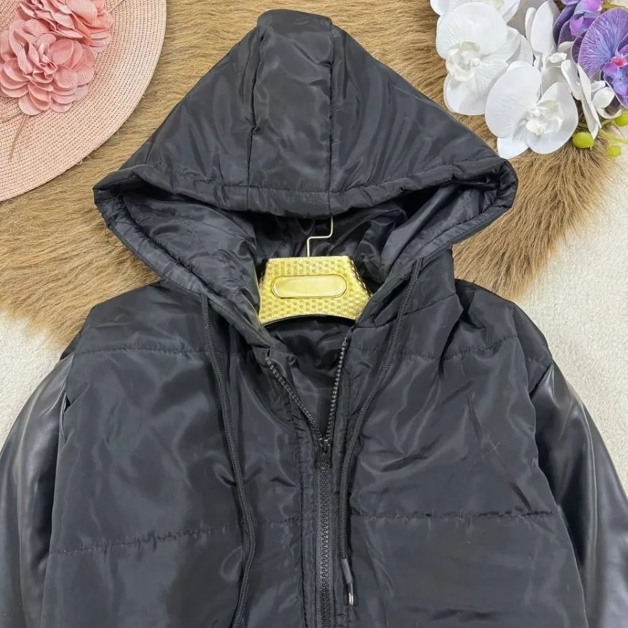 کاپشن آستین چرم