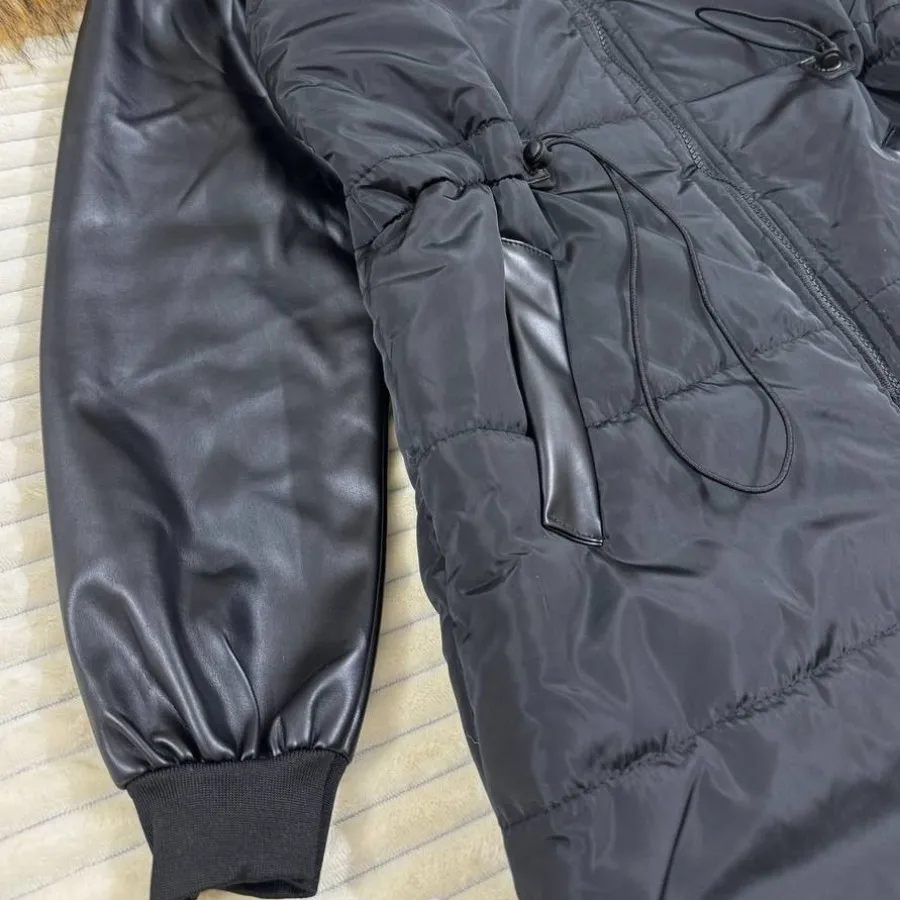 کاپشن آستین چرم