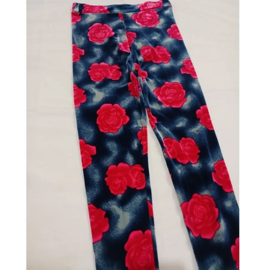 شلوار مخمل طرح گل سرخ