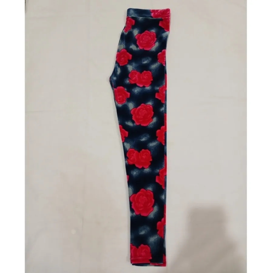 شلوار مخمل طرح گل سرخ