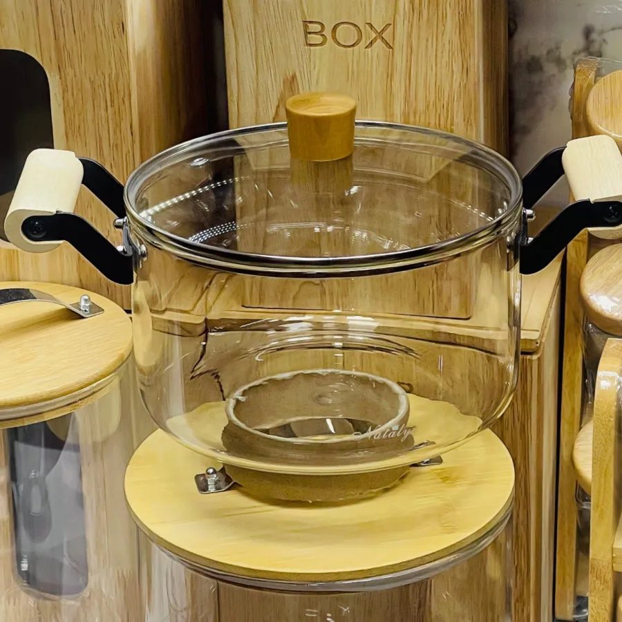 قابلمه پیرکس دسته بامبو