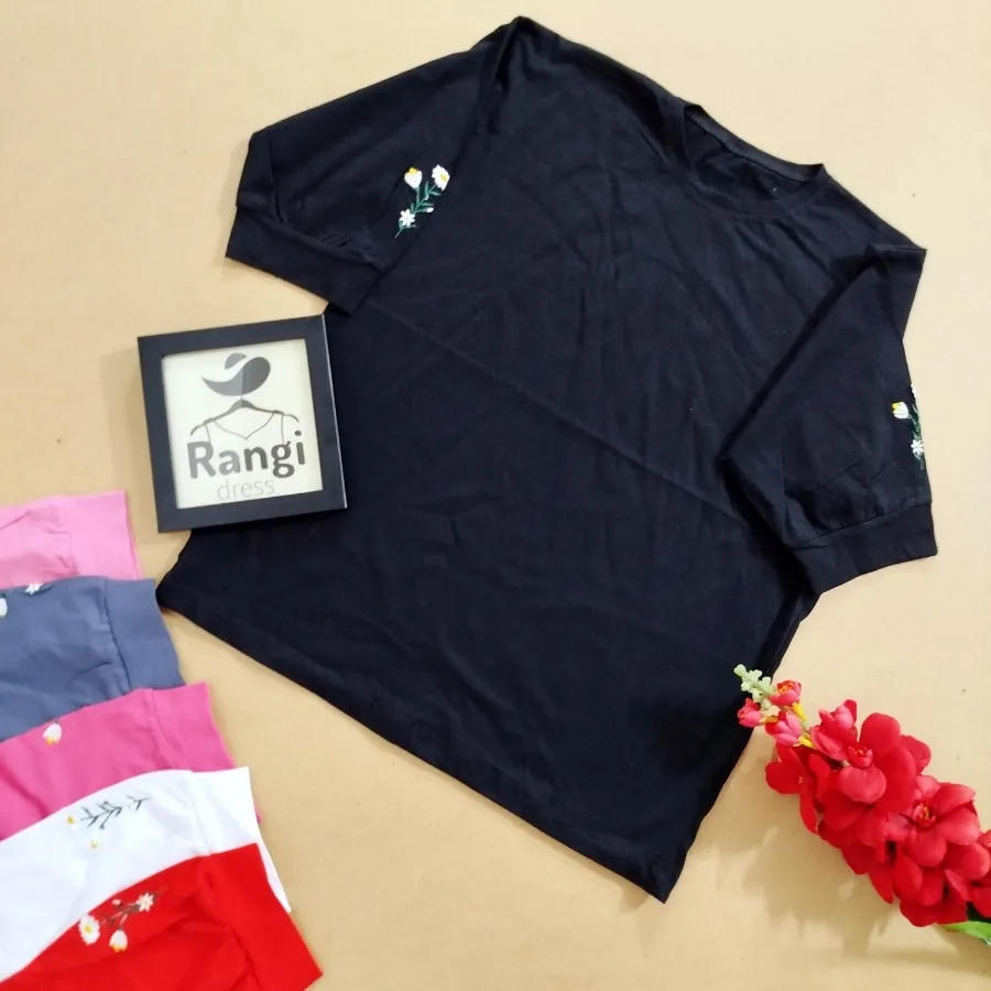 بلوز آستین سه ربع گلدوزی