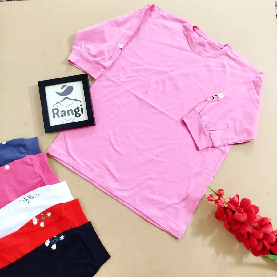 بلوز آستین سه ربع گلدوزی