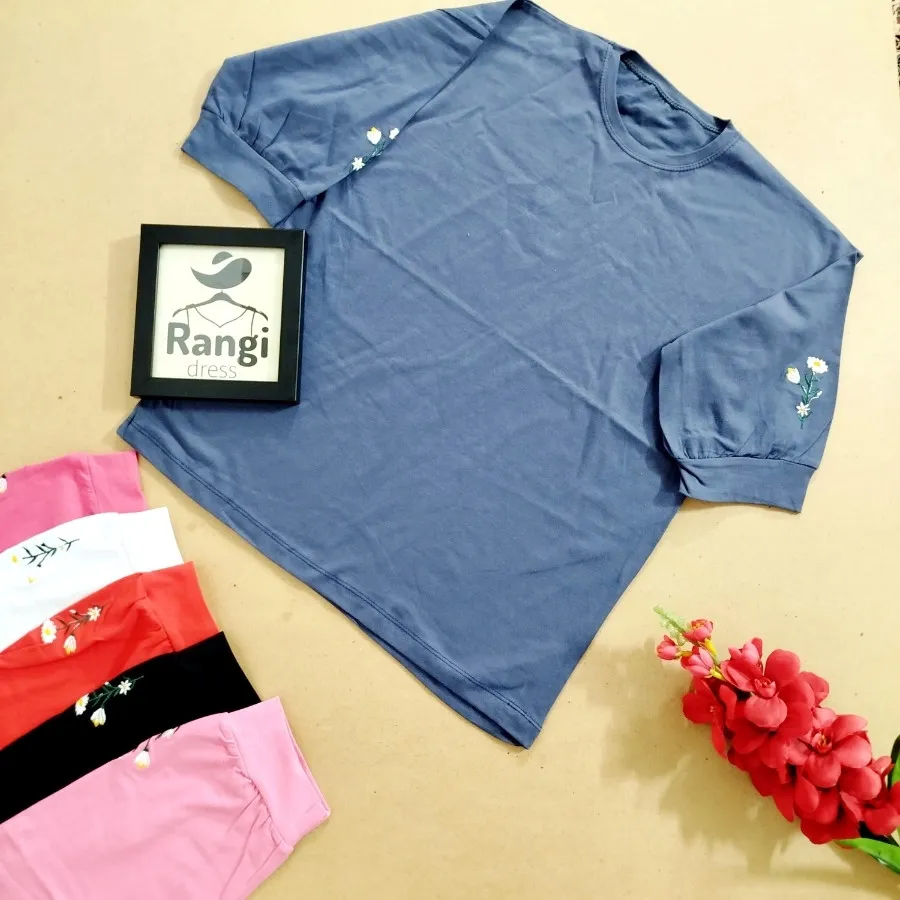 بلوز آستین سه ربع گلدوزی