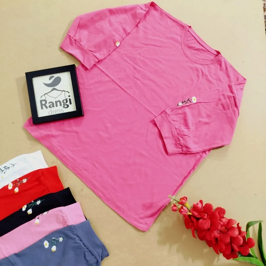 بلوز آستین سه ربع گلدوزی