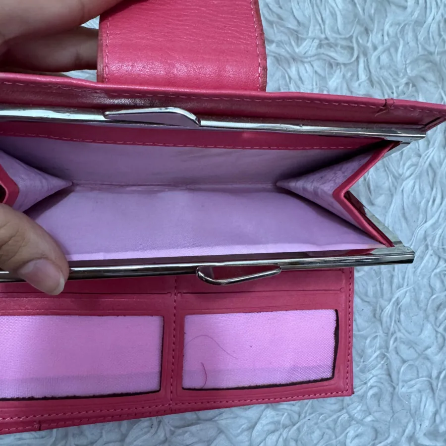 کیف پول چرم صورتی