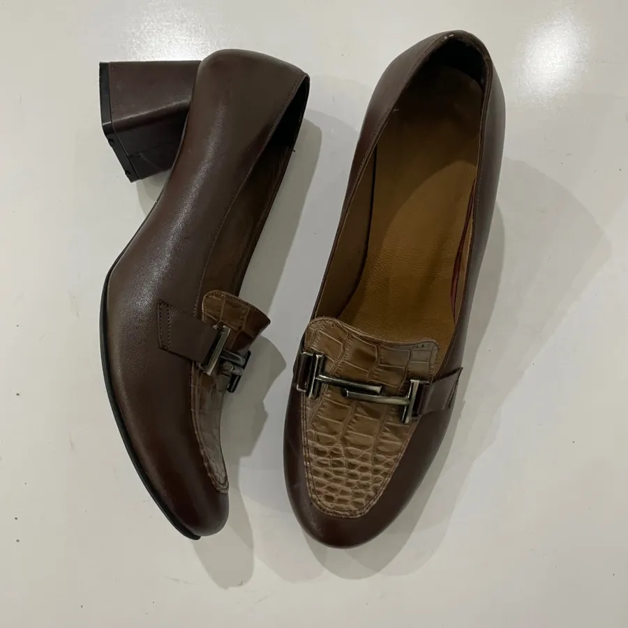 کفش چرم قهوه ای طبی 40