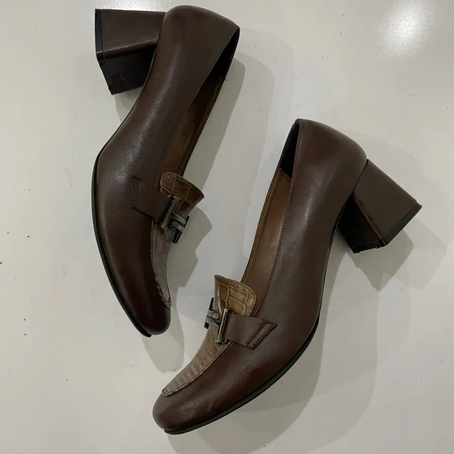 کفش چرم قهوه ای طبی 40