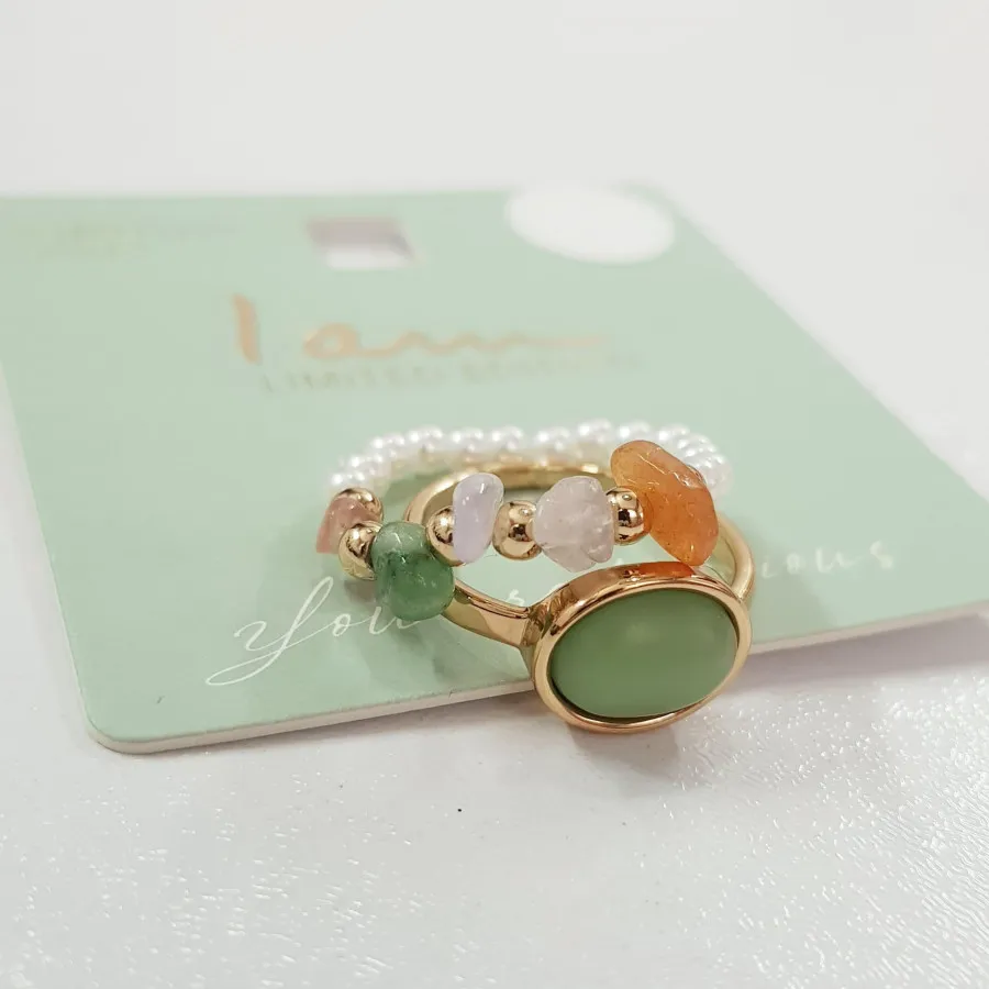 پک انگشتر کار شده با سنگ