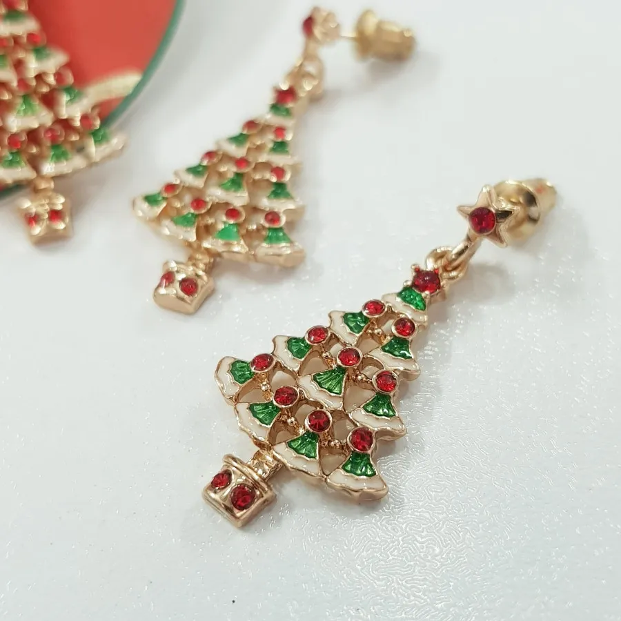 گوشواره درخت کریسمس نگین