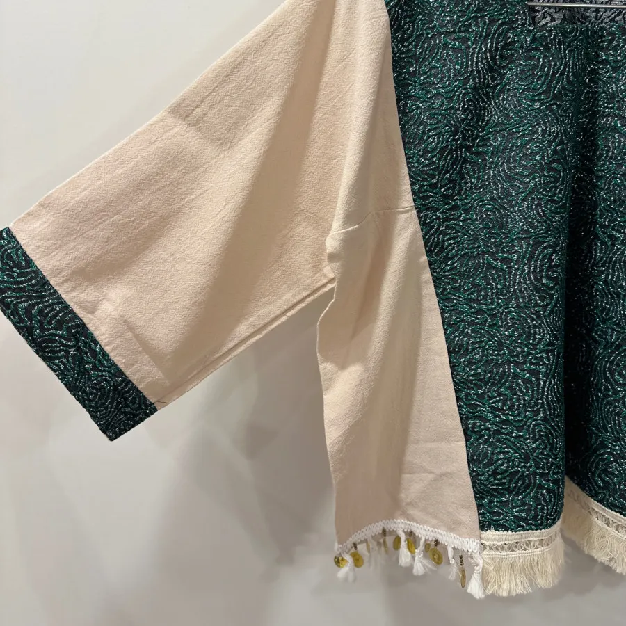 بلوز سبز و کرم