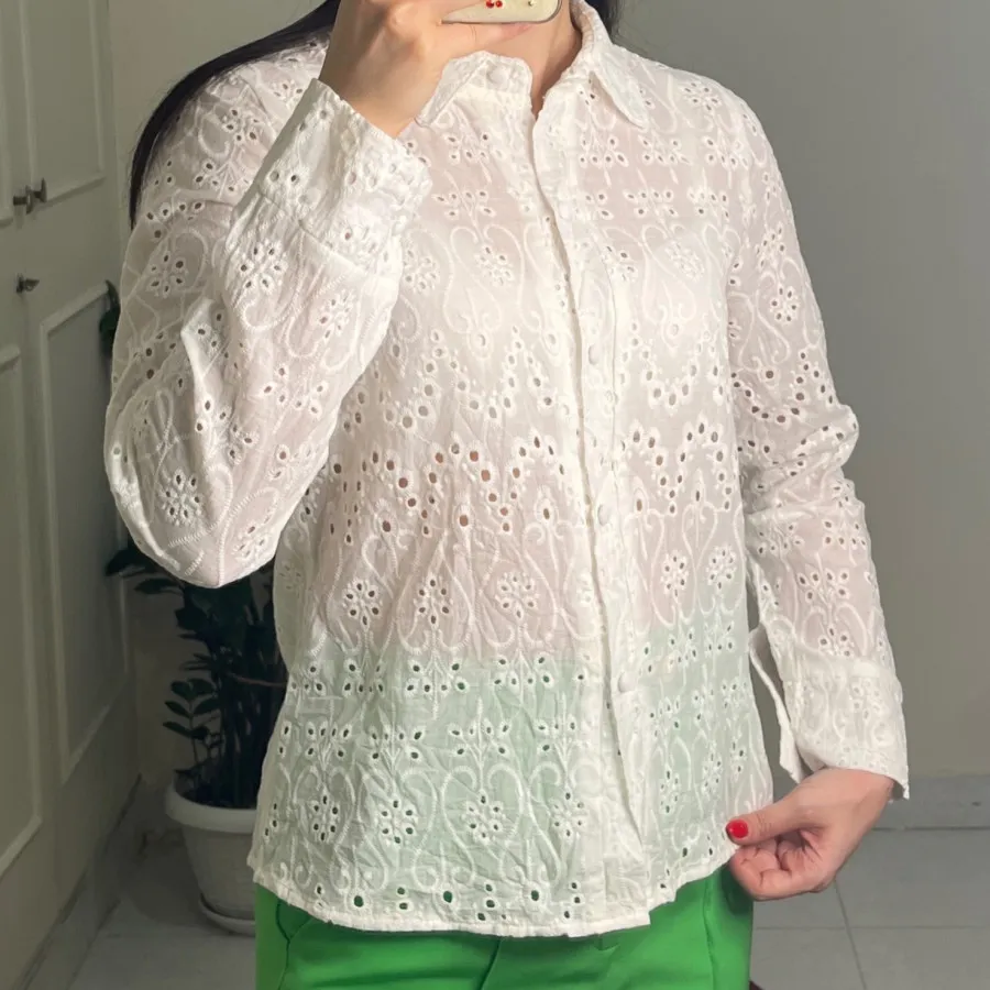 شومیز سفید خامه دوزی