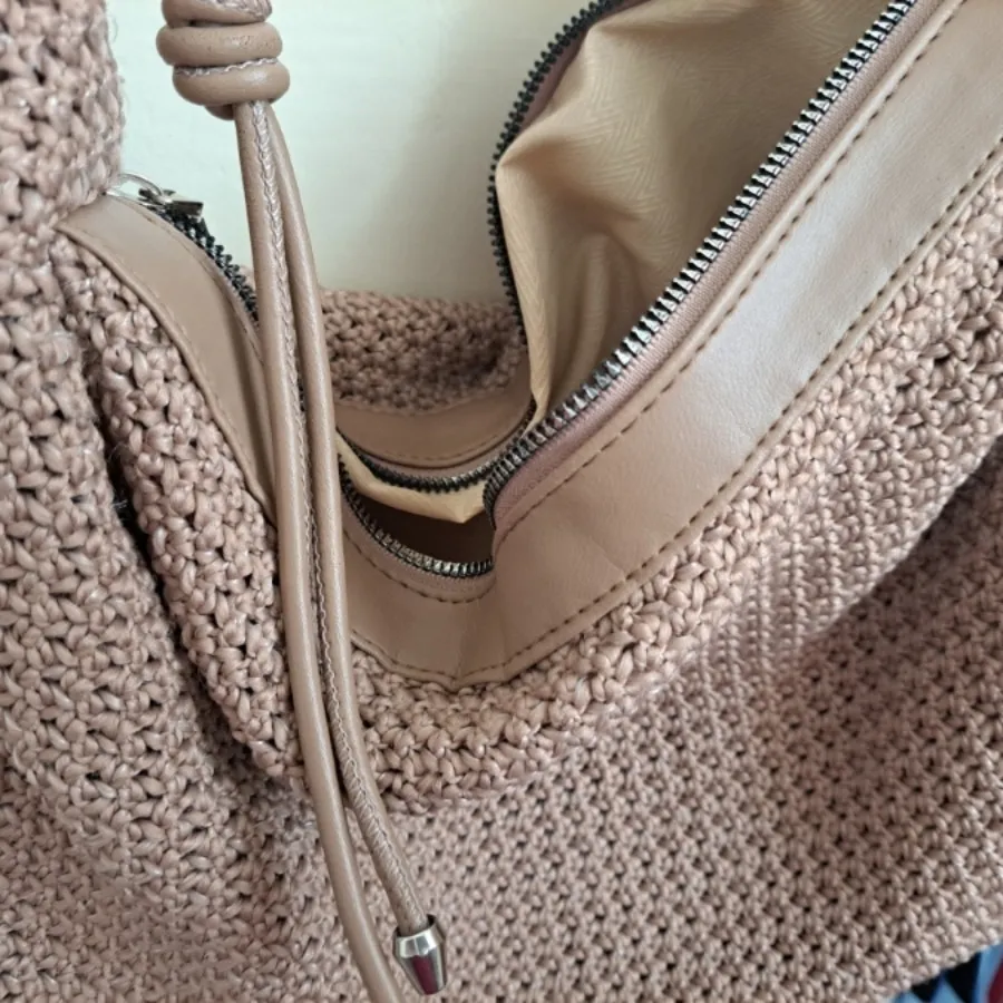 کیف کرمی بافتنی رافیا