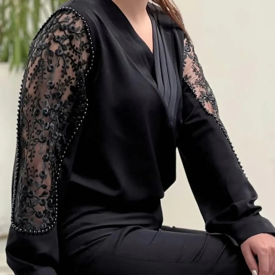 شومیز مجلسی  آستین گیپور