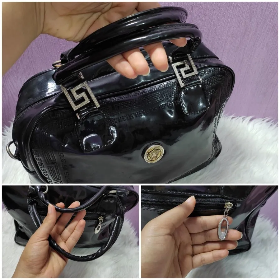 کیف ورنی مشکی طرح ورساچه