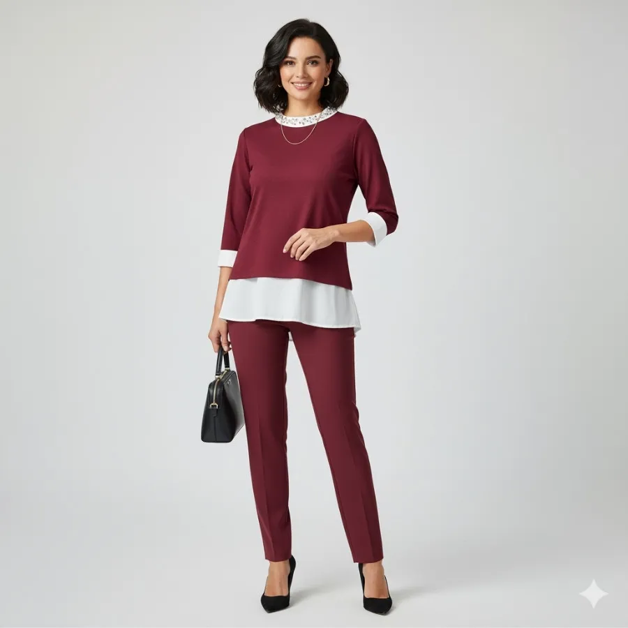 بلوز یقه مرواریدی