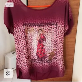 شومیز زرشکی طرح دختر