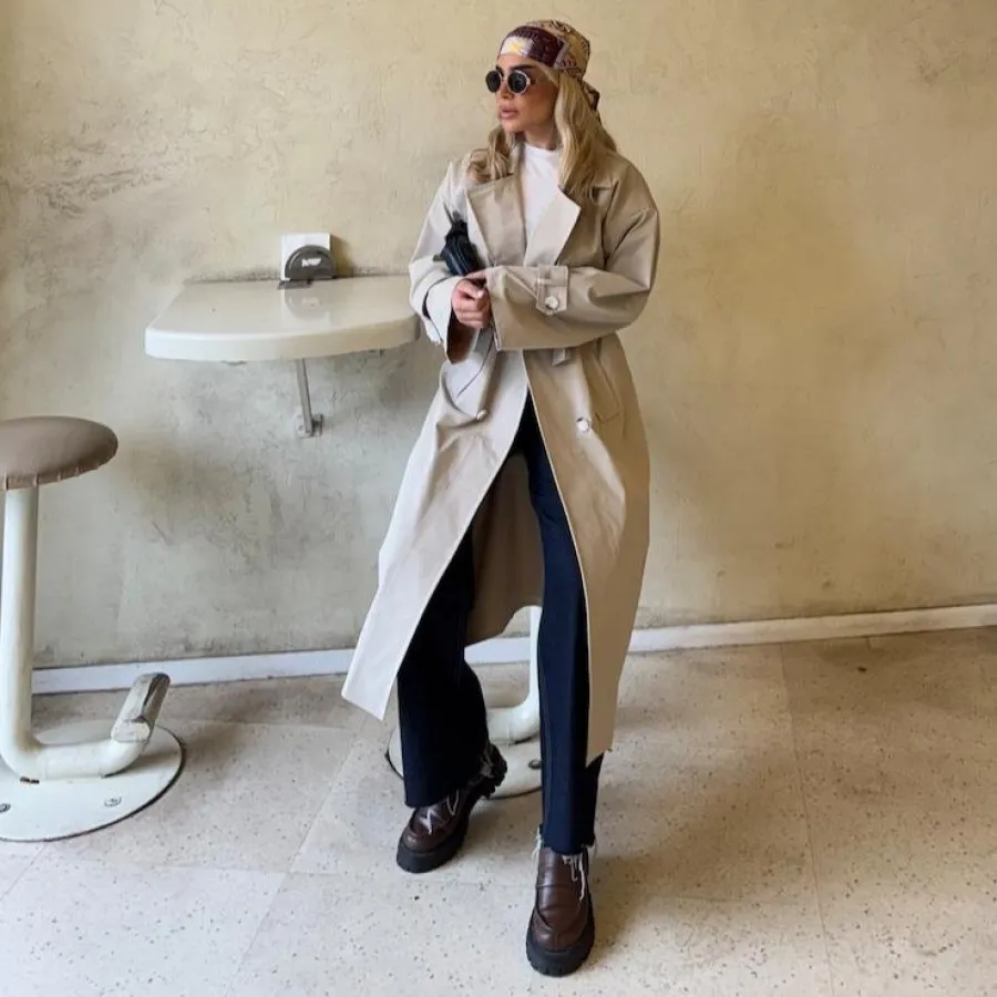 ترنچ کت بارونی آستردار نو