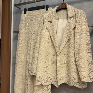 کت شلوار دانتل کرم