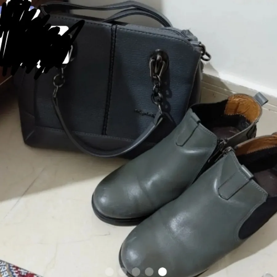 ست نیم بوت و کیف چرم