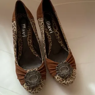 کفش جیرمخملی پلنگی لژدار