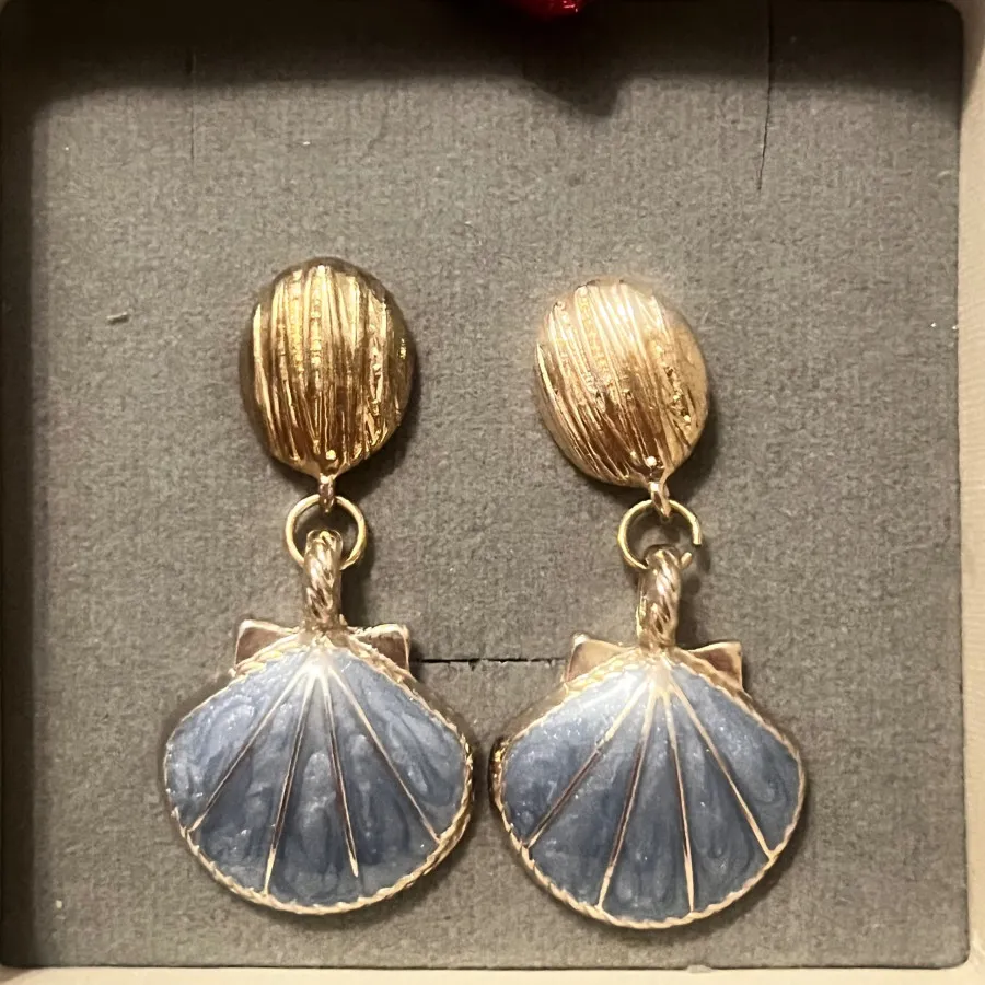 گوشواره سنگی صدفی شکل ابی