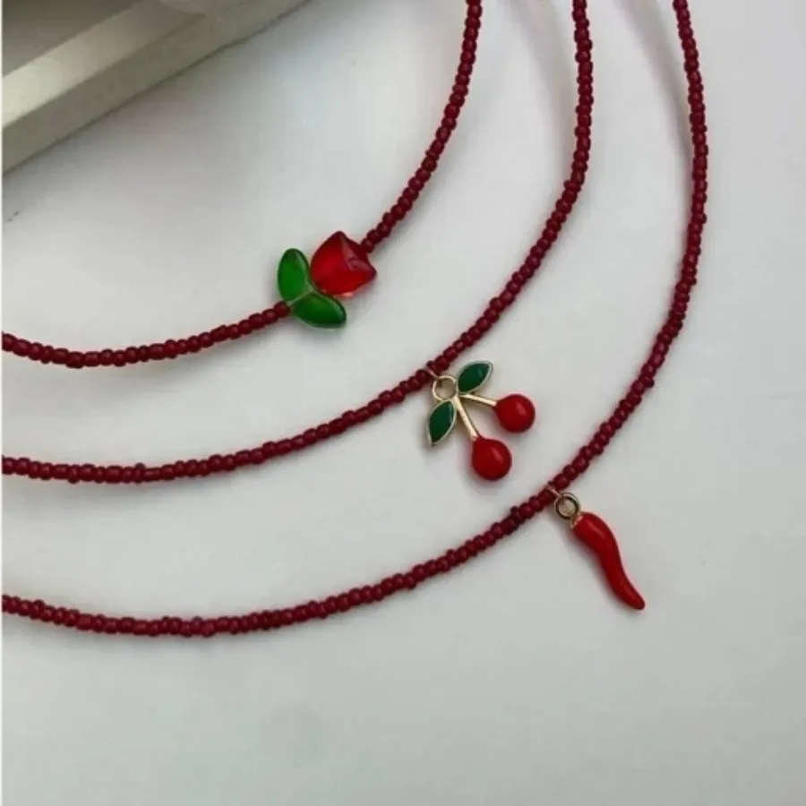 گردنبند فلفل قرمز و گیلاس