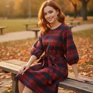 پیراهن چارخانه پاییزه