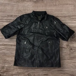 کاپشن چرم مشکی 2XL