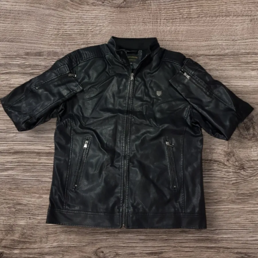 کاپشن چرم مشکی 2XL