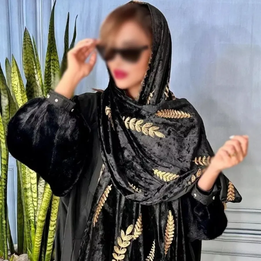 شال سوپ مشکی مخمل گلدوزی